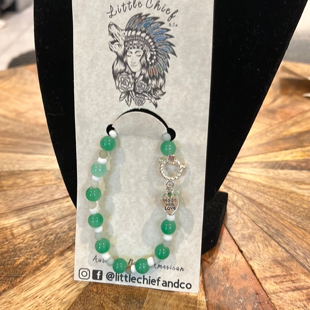 Handmade semi-precious stone and toggle clasp bracelet